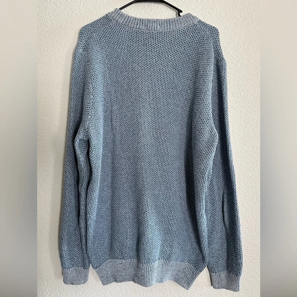 Hugo Boss Light Blue textured waffle-knit Crewneck Sweater